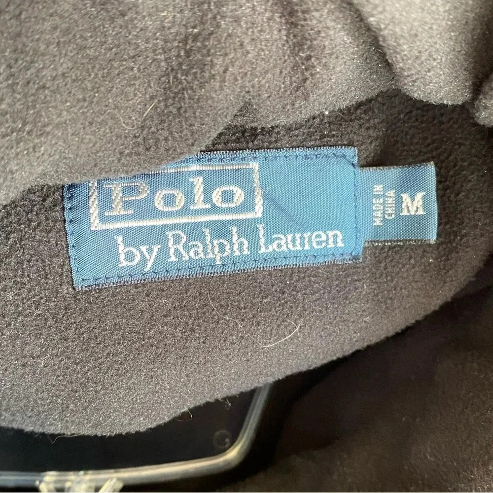 Polo by Ralph Lauren Vintage Fleece LinedHooded Windbreaker Black Jacket - Picture 2 of 8